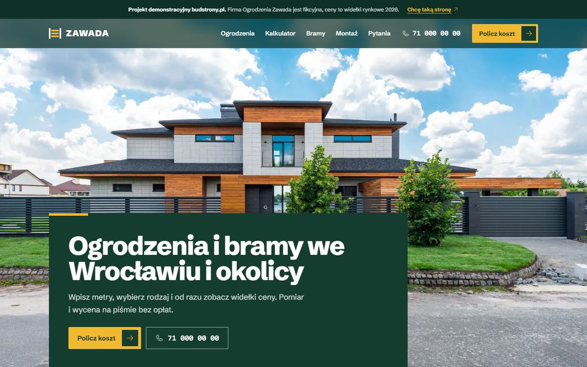 Strona Ogrodzenia i bramy: Demo branżowe